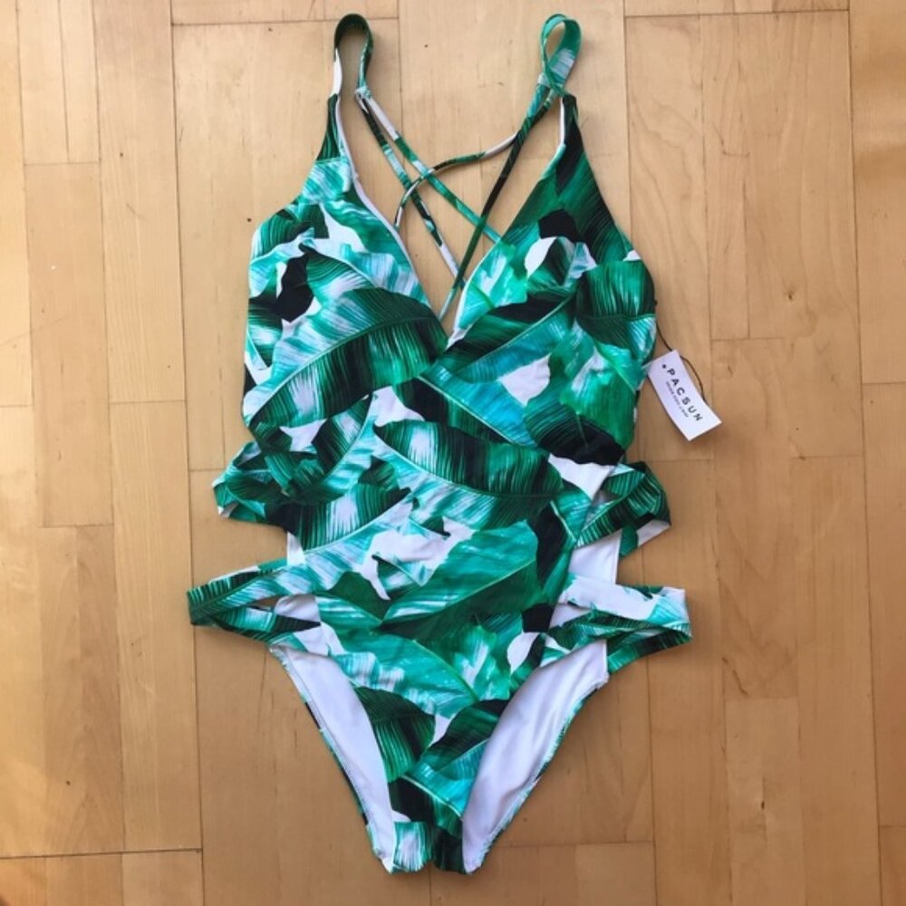 NWT LA Hearts One Piece Swimsuit Palm Print